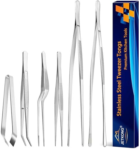 JETKONG 6 Pcs Cooking Tweezer Tongs