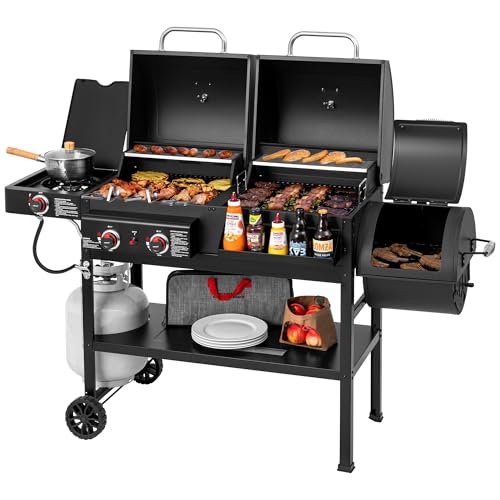 Grills House ZH3005Y 2-Burner Gas and Charcoal Grill Combo Black