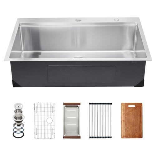 VEVOR Drop In Kitchen Sink 33 Inch Kitchen Sink Workstation