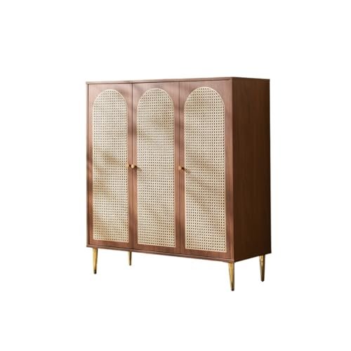 Cabinet for Dishes Household Storage Cabinet Kitchen Solid Wood Sideboard Living Room Entrance Shoe Black, Walnut Color(B)