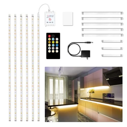 DAYBETTER Under Cabinet Lights, 6 PCS Under Cabinet Lighting with Remote