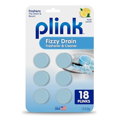 Plink Fizzy Drain Cleaner & Deodorizer Tablets, Lemon Freshener, 18 Count
