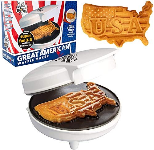 America's 250th Birthday USA Waffle Maker, XL 7.5" Patriotic Waffle Pancake