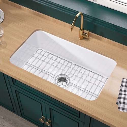 Miuara 32 x 19 Inch Undermount or Drop In Fireclay Kitchen Sink White