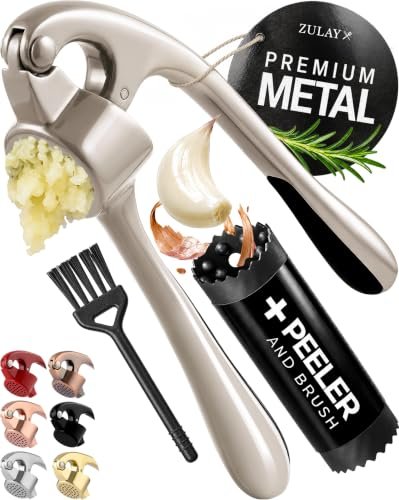 Zulay Kitchen Premium Garlic Press Set
