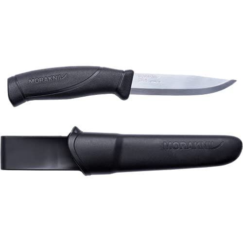 Morakniv Companion Stainless Steel Fixed-Blade Knife with Sheath, 4.1 Inch, Black