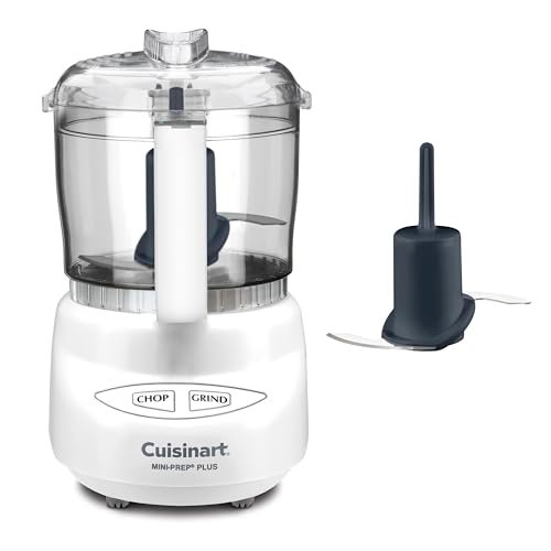 Cuisinart Mini-Prep Plus Food Processor, 3 Cup Mini Food Processor to Chop Herbs, Vegetables, and Hard Cheese, 3 Cup Work Bowl, Reversible Stainless Steel Blade, DLC-2A, White