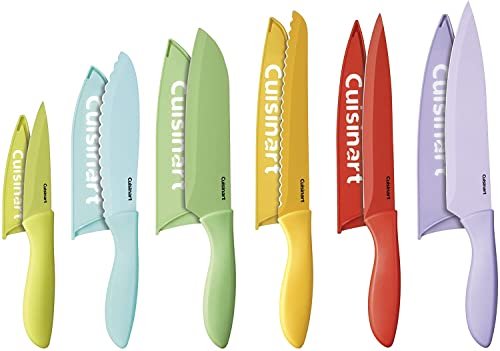 Cuisinart 12-Piece Kitchen Knife Set, Advantage Color Collection with Blade Guards, Multicolored