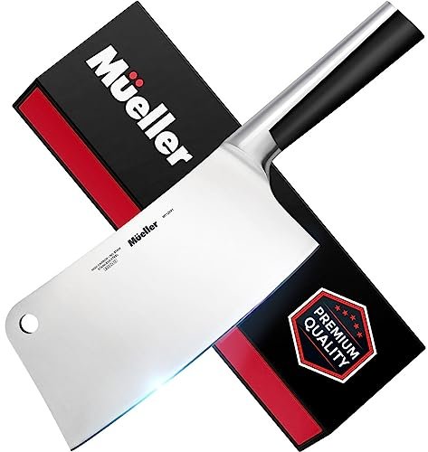 Mueller 7-Inch Meat Cleaver Butcher Knife, German High Carbon Steel