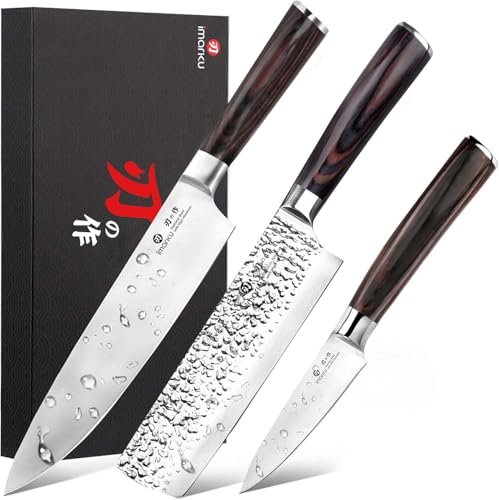 imarku 3 Pieces Knife set, Japanese HC Stainless Steel Kitchen Knife Set