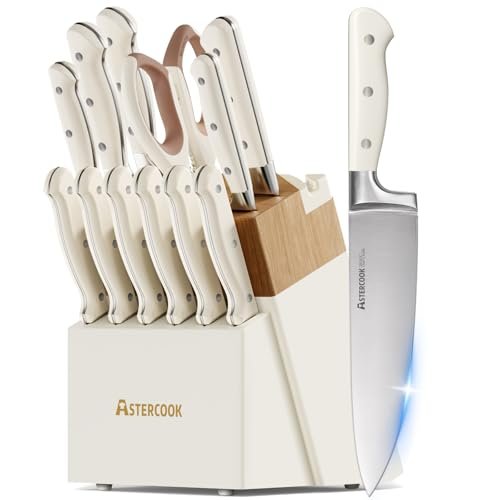 Astercook Kitchen Knife Set with Block 14-Piece