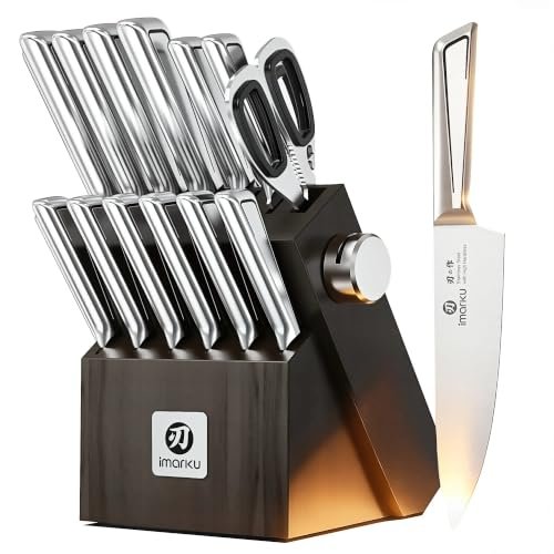 imarku Japanese High Carbon Stainless Steel Knife Set with Block